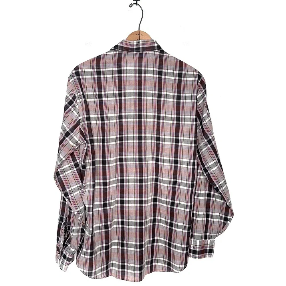 Vintage Levis Plaid Shirt Mens Button Up Pockets White Tab Western Size Large